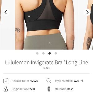 lululemon athletica Invigorate Long Line Bra - Black Mesh